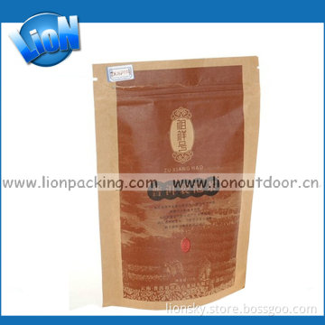 Ziplock Stand up Kraft Paper Bag/Bottom Gusset Stand up Bag with Transparent /Claer Window